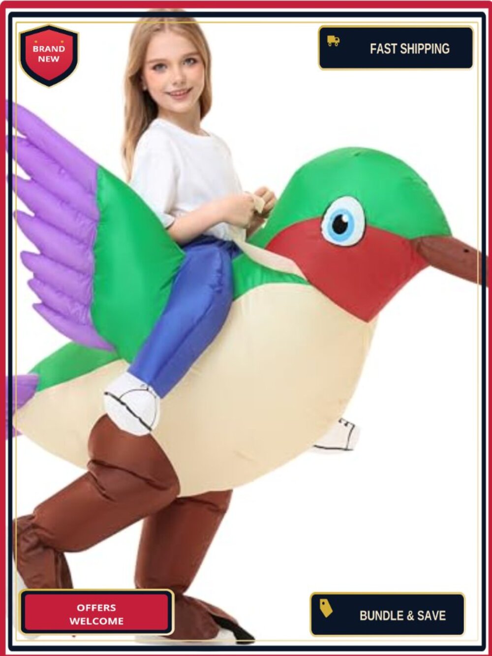 Kids Inflatable Hummingbird Costume Blow Up Bird Suit Halloween Cosplay